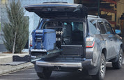 Toyota 4Runner Kitchen, Fridge Slide , work surface, storage drawers and sleeping platform . Organization for overland adventure.