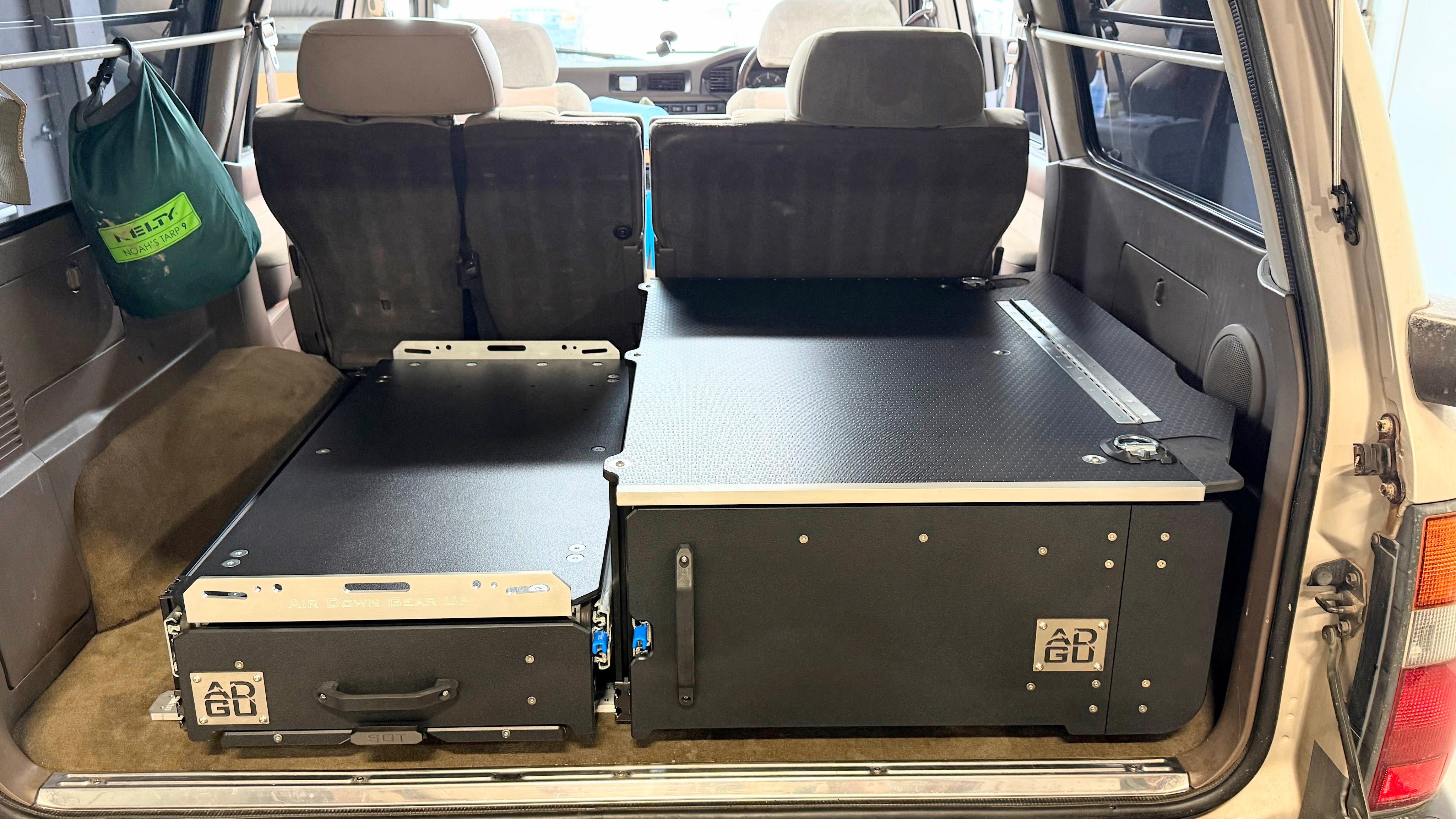 80 Series Land Cruiser Dedicated Kitchen. Fridge Slide, storage drawer, stove tray