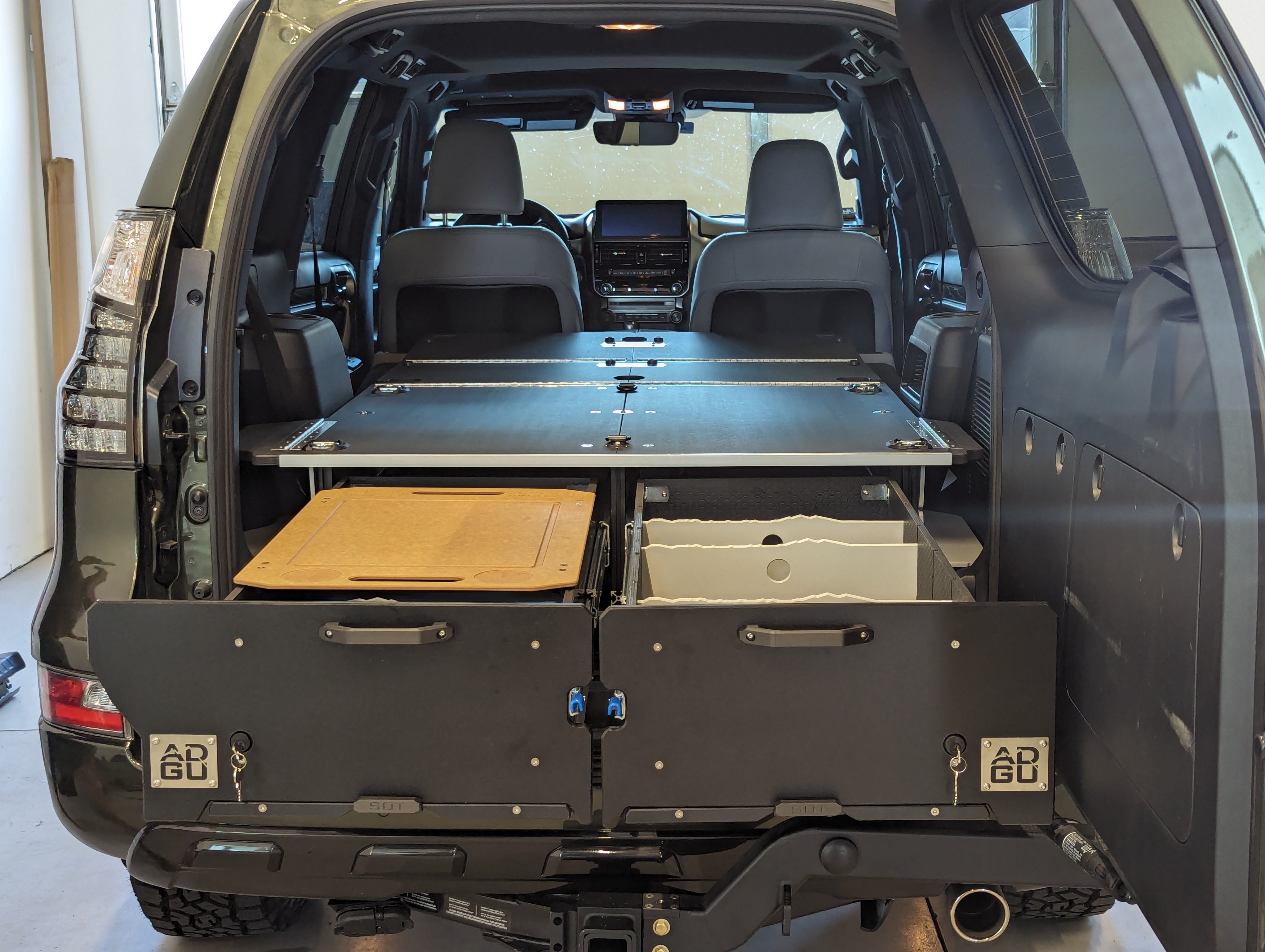 Lexus GX460 Sleeping Platform and lockable Drawers for Overland Expedition Adventure travel 