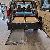 GX470 drawer system with sleeping platform for vehicle organization